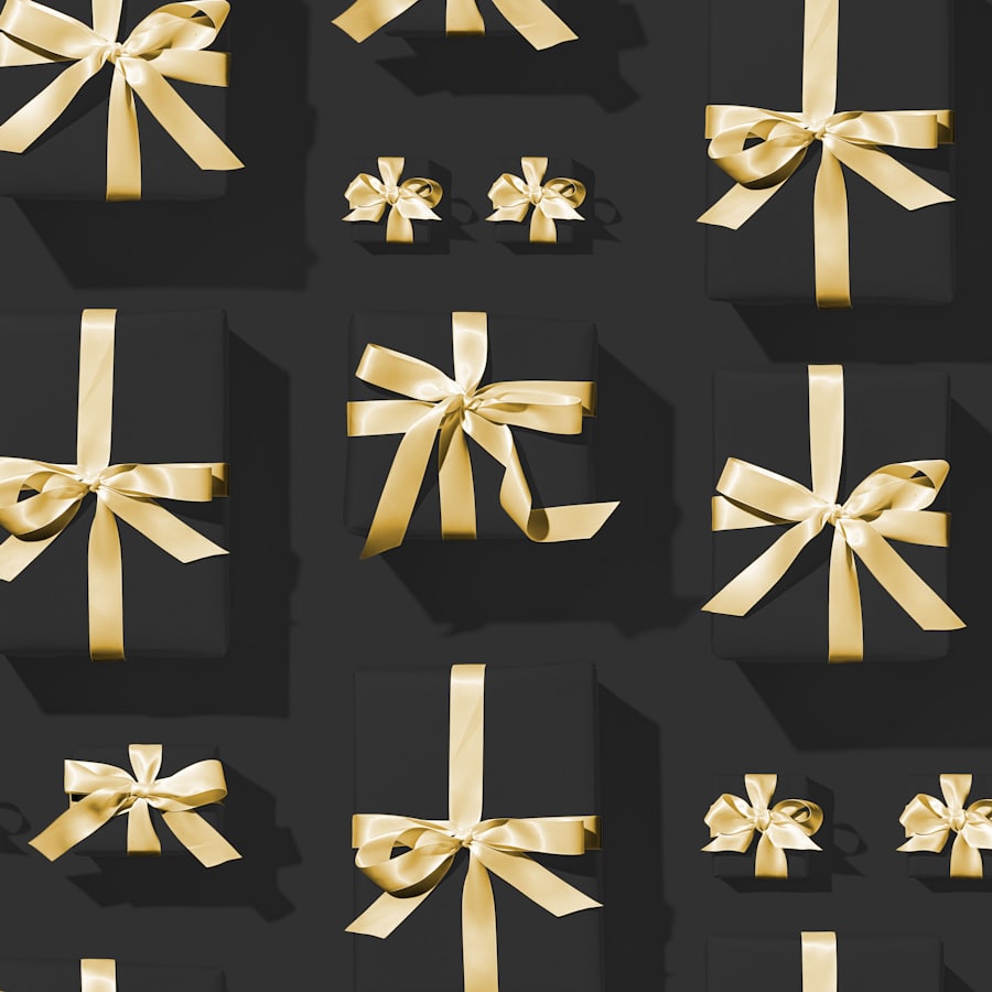 Coffrets cadeaux noirs aux rubans dorés